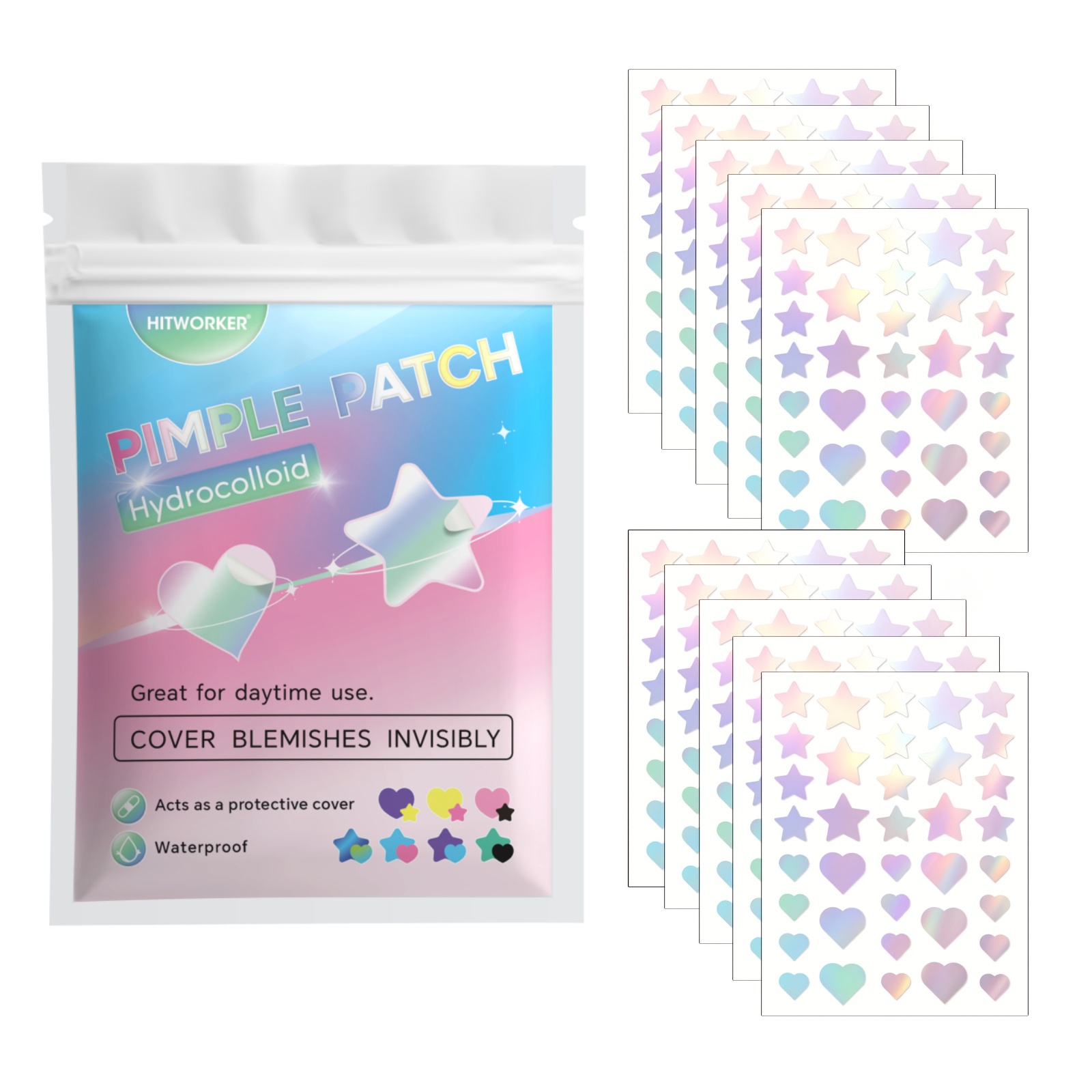 Skincare Acne - 360 adesivos coloridos para acne –